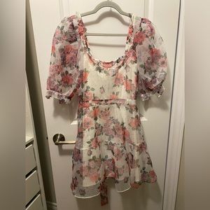 For love & lemon pink/white floral dress